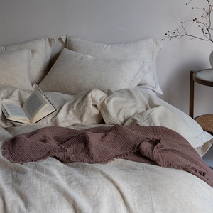 Copripiumino Jacquard piumino cotone <span class=keywords><strong>lino</strong></span> cotone Shams doppio copricostume <span class=keywords><strong>lenzuola</strong></span> piatte 4 pz <span class=keywords><strong>Set</strong></span> biancheria bianca - Product Image 5