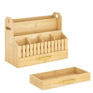 Bamboo Mail Organizer 4 Layers Desktop Storage <b>Drawer</b> With Eyeglasses Holder Office Supplies Sorter - Product Image 2