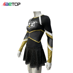 Uniforme de cheerleading CoolTech noir et or avec strass et dos croisé |   Restez fraîche et éclatante pendant des performances de deux heures - Product Image 4