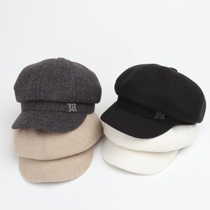 Casquette Newsboy en Laine avec Logo Métallique pour Femme – Chapeau Décontracté Automne Hiver Tendance à Huit Panneaux - Product Image 1