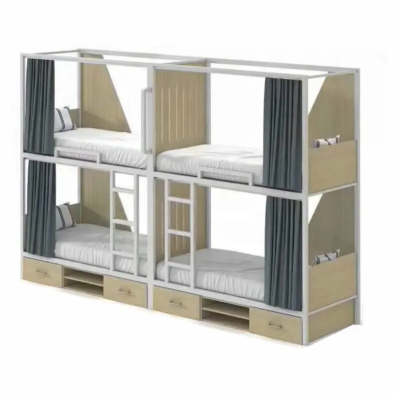JZD Furnitur Kamar Tidur Modern, Tempat Tidur Tingkat Asrama dengan Logam 2 Laci Besar Di Bagian Bawah