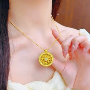 Collier pendentif fleur en cuivre Ruyi doré, chaîne en bambou à cinq couches plaqué or, serti <span class=keywords><strong>de</strong></span> cristaux et <span class=keywords><strong>strass</strong></span>, cadeau unisexe - Product Image 1