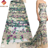 Tissu en dentelle à sequins de haute qualité, vente en gros, tissu brodé en maille française, élégant motif floral 3D, dentelle en tulle pour la haute couture