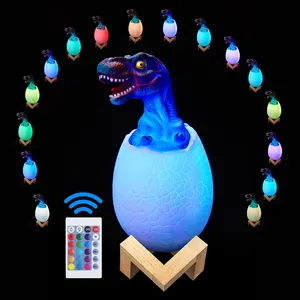 新品批发价格16色充电3D霸王龙恐龙七彩床灯LED夜灯