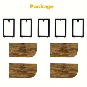 Kệ góc nổi 4 tầng mộc mạc giá lưu trữ bằng gỗ và kim loại treo tường cho phòng khách phòng ngủ phòng tắm nhà bếp văn phòng - Product Image 6