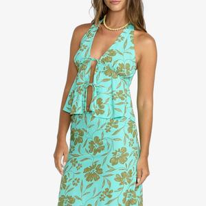 Conjunto de Dos Piezas de Vestido Hawaiano Estampado OEM, Top con Cuello Halter Hueco, Traje de Rayón de Alta Calidad Personalizado para Mujer - Product Image 3