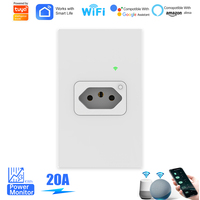 SIXWGH brésil Tuya Smart 20A prise murale en verre trempé prise en plastique Smartlife App télécommande synchronisation moniteur d'alimentation prises