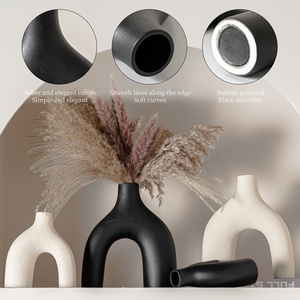 White Ceramic <strong>Vases</strong> Set of <strong>2</strong>, <strong>Flower</strong> <strong>Vase</strong> for Decor, Modern Decorative <strong>Vase</strong> Centerpiece for Wedding Dinner Table Party - Product Image 2