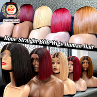 Perruque Bob Courte Droite 12A Double Drawn Vietnamienne, Couleur Naturelle, Coupe Droite 2*6, Cheveux de Bébé, Cheveux Humains Remy, Perruque Sans Colle avec Fermeture en Dentelle HD
