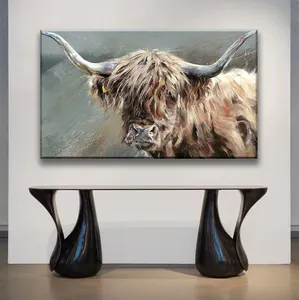 Highland Cow Painting Canvas Muur Art, Koe Foto 'S Muur Decor Canvas, Muur Decor Voor Woonkamer Slaapkamer