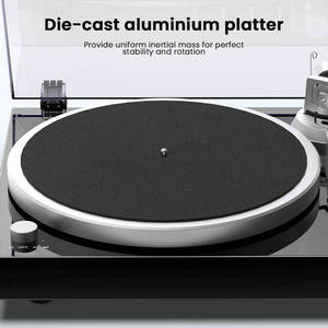 Tocadiscos de Escritorio Moderno Negro Personalizado de Fábrica con Altavoz, 3 Velocidades, Radio FM y Bluetooth para Decoración del Hogar, Audio de Alta Fidelidad - Product Image 2