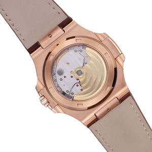 Reloj de Pulsera Mecánico Automático de Lujo para Hombre, Correa de Cuero de Cocodrilo Marrón, Esfera con Rayas Horizontales, Ventana de Fecha, Reloj para Caballero - Product Image 5