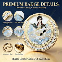 Badge en émail personnalisé, anime, alliage de zinc, plaqué or, certifié ISO, échantillonnage rapide pour souvenir de fan, OEM ODM