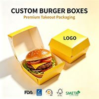 Boîte à hamburger en papier kraft résistant à la graisse avec logo personnalisé, emballage biodégradable pour hamburger, boîtes à emporter en forme de coquille