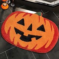 Halloween-Kürbis Polyester Kunstkaschmir 10mm Dicke Moderne Neuartige Maschinell Gefertigte Fußmatte Heimdekoration