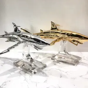 SCULTORE Tech Wind Air Mountain Base Mechanical Shark Trend display Limited edition Trend Play Art Gold silver acrylic sculpture