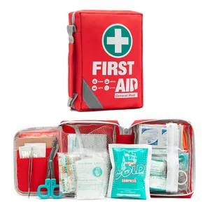 Kit de primeiros socorros portátil para uso externo, kit de primeiros socorros compacto, 175 peças, personalizado, aprovado pela CE, kit de emergência médica conveniente