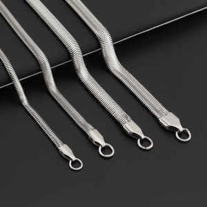 Wholesale Stainless Steel Flat Snake <b>Chain</b> Necklace 3MM 4MM 5MM 6MM <b>Titanium</b> Steel Hollow Soft Herringbone <b>Chain</b> Unisex - Product Image 4