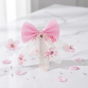 Barrettes à cheveux en tulle coréen avec nœud, barrettes à cheveux transparentes en dentelle et strass, accessoires de <span class=keywords><strong>coiffure</strong></span> princesse pour filles pour l'arrière de la tête - Product Image 5