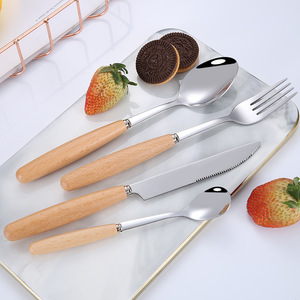 Ensemble de <span class=keywords><strong>couverts</strong></span> écologiques en <span class=keywords><strong>bois</strong></span> avec manche en <span class=keywords><strong>bois</strong></span>, fourchette, couteau et cuillère en acier inoxydable - Product Image 2