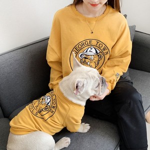 เสื้อฮู้ดดี้ถักลายปักสำหรับสุนัข สีเทา น่ารัก สวมใส่สบาย เหมาะกับทุกฤดู เสื้อผ้าสัตว์เลี้ยงสำหรับสุนัข ชุดคู่แม่ลูก - Product Image 4