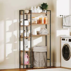 Scaffale portaoggetti da bagno CF Industrial a 8 ripiani reversibile in legno rustico e metallo, da posizionare sopra il WC, per la casa - Product Image 6