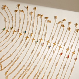 Aretas nueva moda joyería fina pulsera 18K oro Acero inoxidable impermeable circón Cruz 12 pulseras de doble capa para mujeres - Product Image 5