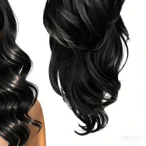 Nouvelle Tendance Extensions <span class=keywords><strong>de</strong></span> Cheveux <span class=keywords><strong>Queue</strong></span> <span class=keywords><strong>de</strong></span> <span class=keywords><strong>Cheval</strong></span> Ondulées en Fibre Synthétique Haute Température Noire Naturelle Réglable avec Cordon <span class=keywords><strong>de</strong></span> Serrage 26 pouces - Product Image 3