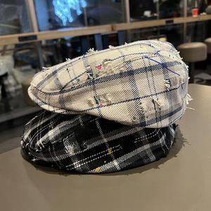 Béret vintage unisexe en tweed, style newsboy, noir, <span class=keywords><strong>blanc</strong></span>, à carreaux, motif à carreaux marron, pour <span class=keywords><strong>homme</strong></span>, style britannique décontracté, sport, plage, fête - Product Image 6