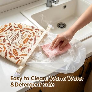 Sacs à <span class=keywords><strong>pain</strong></span> en toile réutilisables à fond rond en TPU 3D pour <span class=keywords><strong>pain</strong></span> au levain fait maison, grands sacs à <span class=keywords><strong>pain</strong></span> avec fermeture à glissière et boucle - Product Image 4