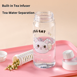 Botella de Agua Tritan al por Mayor, Linda Botella con Infusor de Frutas y Diseño de Gato de Dibujos Animados, Libre de BPA, a Prueba de Fugas, Ecológica, Unisex, para Niños - Product Image 4
