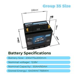 Grup 35 12V 60Ah Lityum LiFePO4 Araba Aküsü 900CCA Çift Amaçlı Marş Motoru Derin Deşarj Bluetooth Akıllı BMS Subaru Toyota Lexus için - Product Image 6