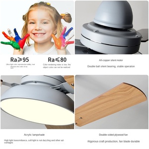 พัดลมเพดาน LED 42นิ้วทันสมัยพร้อมการแปลงความถี่ให้ความอบอุ่นใบมีดไม้ไม้อัดสำหรับห้องนั่งเล่น - Product Image 2