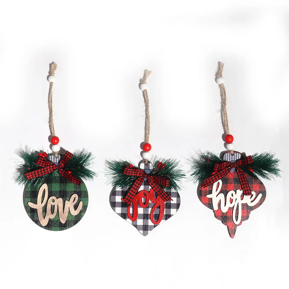 Christmas Hang Decoration Christmas Tree Hanging wood pendant creative hope love joy pendant hanging gifts