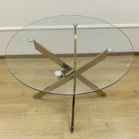 Table basse de salon de luxe avec plateau en verre trempé transparent, base en métal doré en forme de X robuste, table centrale rectangulaire pour la maison et le condo