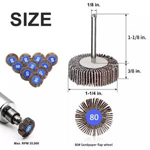Spedizione Gratuita in 24 Ore negli USA, Stock Locale, Set di 5 Dischi Abrasivi a Lamelle con Gambo da 1/8\" per Utensile Rotante Dremel, Smerigliatrice, Dischi per Levigatura Vernice - Product Image 2