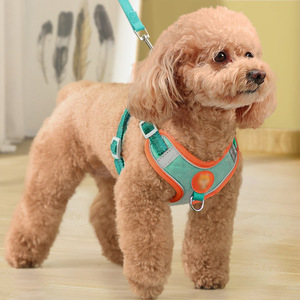 Harnais pour chien de type gilet avec laisse pour petites races, réglable, respirant, rembourré, sangle de poitrine en nylon réfléchissant pour Teddy Bichon - Product Image 2
