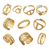 Exquisiter Mehrschichtiger Hohlmuster-Ring mit Offenem, Verstellbarem und Stapelbarem Design, Edelstahl-Modeschmuck für Frauen zum Täglichen Tragen