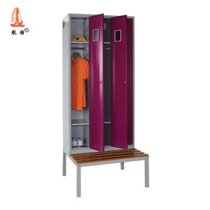 Hữu ích ba khoang kim loại almirah thiết kế thép Locker phòng 3 cửa tủ khóa với băng ghế dự bị - Product Image 1