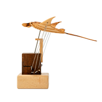 Figurine JHISEN Art Déco Poisson-diable - Faite à la main en noyer noir et hêtre, Raie manta, Cadeau pour toutes les occasions, Décoration de bureau et de maison
