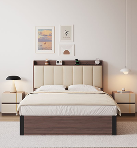 Ensemble de meubles de chambre à coucher en bois assemblé 5 pièces, finition moderne brillante, avec rangement, lits <span class=keywords><strong>Queen</strong></span>/King Size et table de chevet - Product Image 5