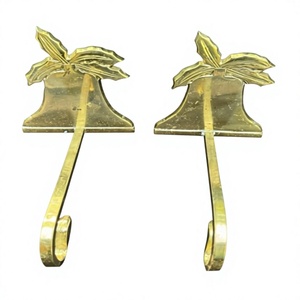 Luxury Bell Shape <b>Christmas</b> Stocking Holder <b>Decorative</b> Hanging Hook Traditional Style <b>Gold</b> Color Tabletop Items <b>Christmas</b> <b>Decor</b> - Product Image 1