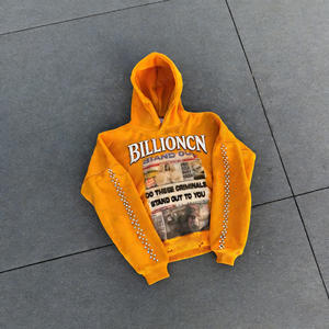 Sudadera con Capucha para Hombre, 100% Algodón, Felpa, Impermeable, Cortavientos, con Cierre, Bordada, Teñida con Hilo, Lavada a la Piedra, con Estampado DTG, para Invierno - Product Image 2