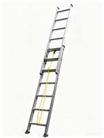 Échelle télescopique en aluminium EN131, échelle à marches télescopiques robuste à commande par corde, pieds antidérapants, échelle d'escalade industrielle