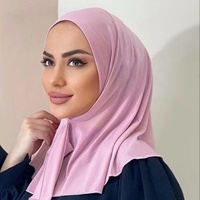 Hijab Prêt à Porter avec Fermeture à Pression, Foulard Musulman Respirant, Cache-cou Uni, Châles de Tête, Turban pour Femme, Chapeau Islamique