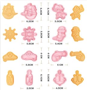 Safran 8 pièces/boîte Pirate <span class=keywords><strong>emporte</strong></span>-pièces ensemble garçon biscuits avec 8 pièces <span class=keywords><strong>marin</strong></span> Cookie timbres en plastique Biscuit moules Cookie outils - Product Image 2