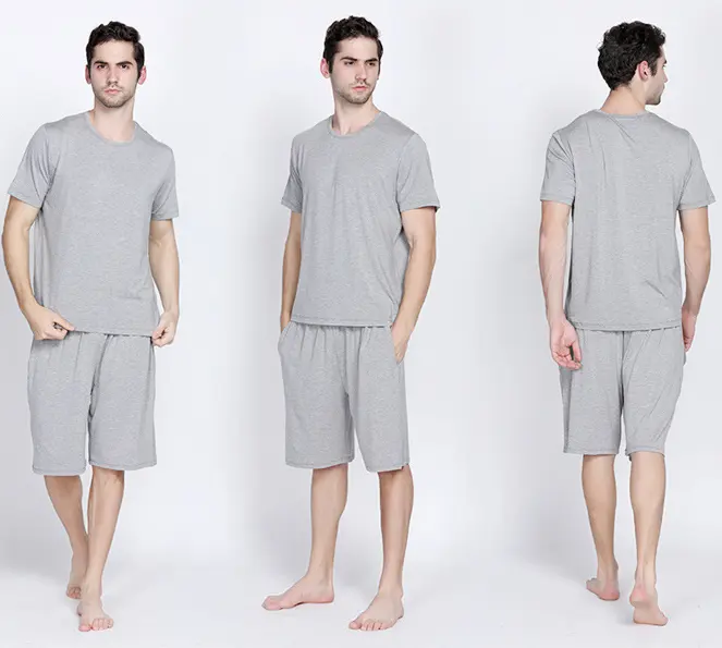 Loose Summer Home Cotton/bamboo/polyester Boy's Loungewear Suit Pajamas Men Sleepwear