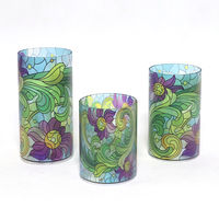 Ensemble de décoration de table de fête lumineuse pour la maison de 3 lanternes de table en verre cylindrique LED avec télécommande
