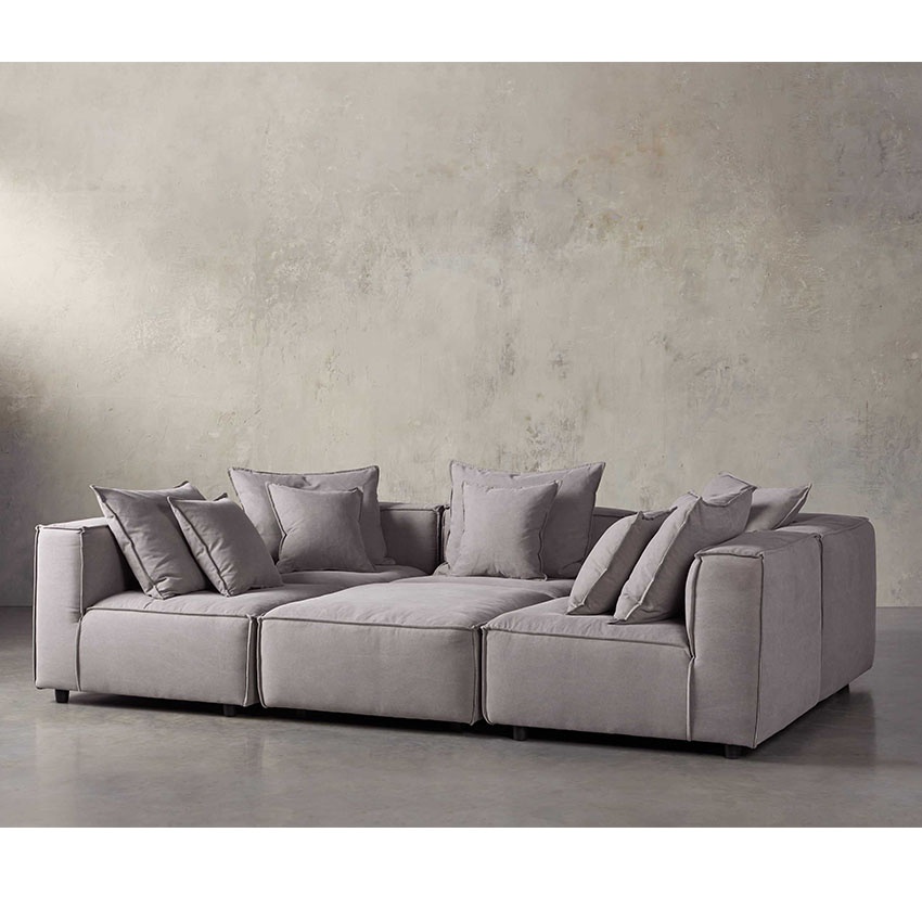 Hot sale 6 piece customize thick cushion living room home sectional sofa set
