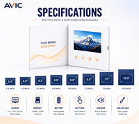 Carte de brochure vidéo vierge avec écran LCD de 10 pouces, mémoire A4 512 Mo/1 Go et carte SD, avec bouton